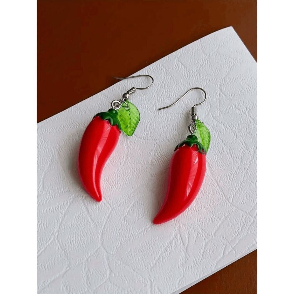 RED CHILE PEPPER DANGLE EARRINGS